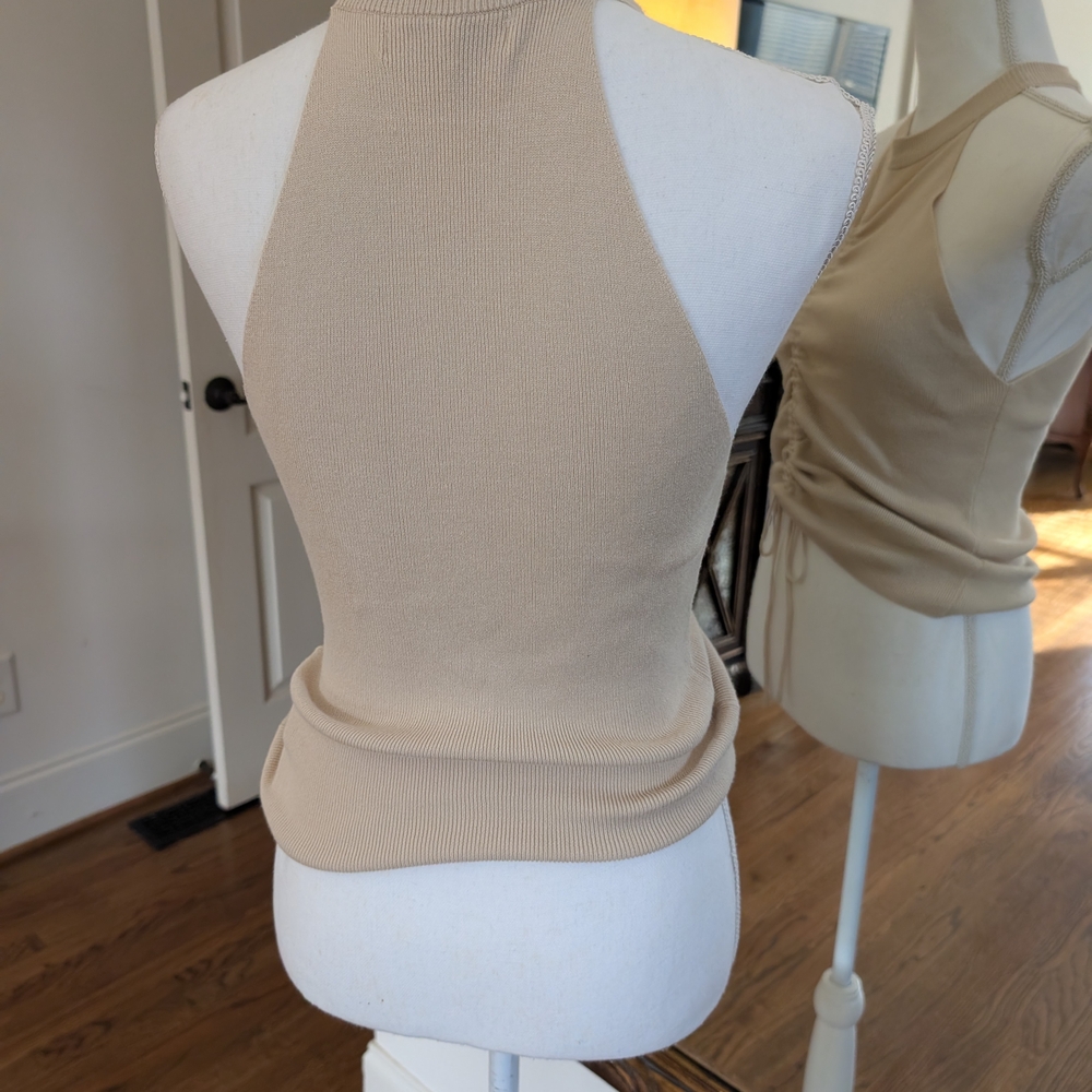 Missguided + Beige Ruched Tank Top - Picture 3 of 4